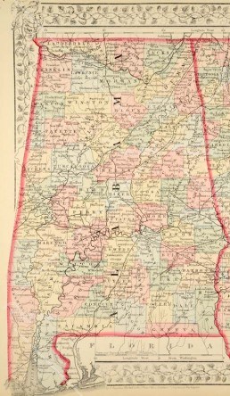 1872 Map of Alabama
